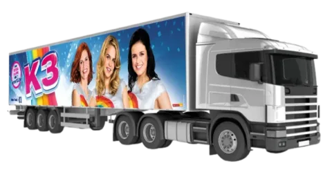 Vrachtwagen met professionele belettering door Auto-Belettering.be